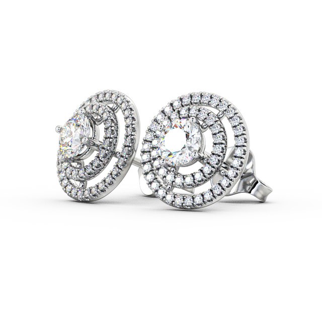 Halo Style Round Diamond Earrings 9K White Gold - Flavia ERG87_WG_SIDE