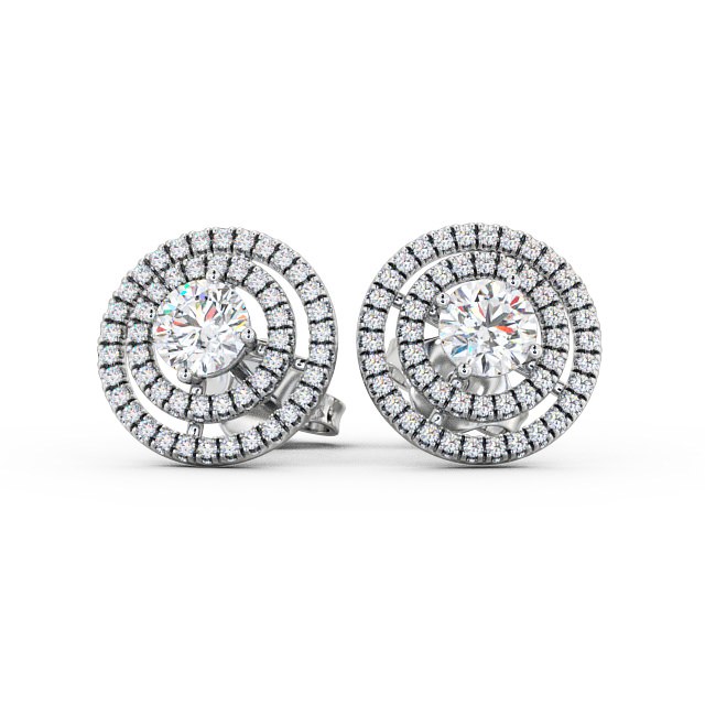 Halo Style Round Diamond Earrings 9K White Gold - Flavia ERG87_WG_UP
