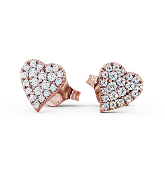  Heart Style Round Diamond Earrings 18K Rose Gold - Mira ERG88_RG_THUMB2 