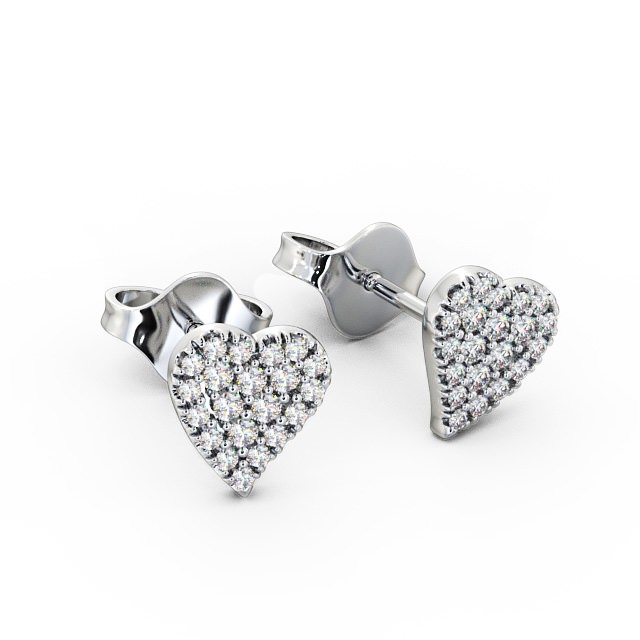 Heart Style Round Diamond Earrings 18K White Gold - Mira ERG88_WG_FLAT