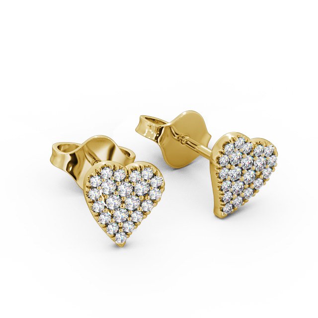 Heart Style Round Diamond Earrings 18K Yellow Gold - Mira ERG88_YG_FLAT