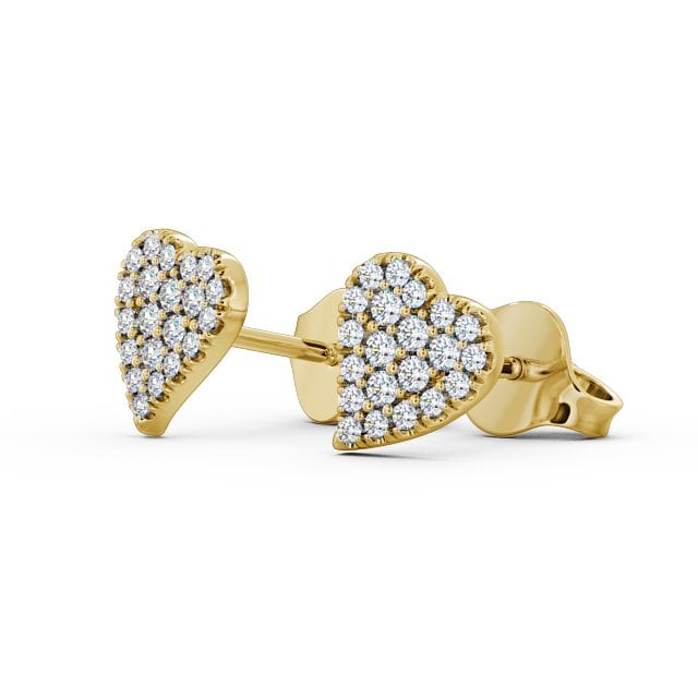 Heart Style Round Diamond Earrings 18K Yellow Gold - Mira ERG88_YG_SIDE