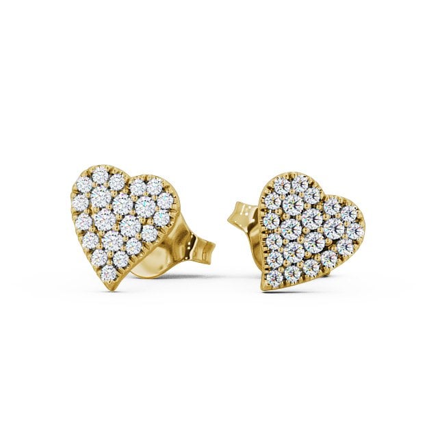 Heart Style Round Diamond Earrings 18K Yellow Gold - Mira ERG88_YG_UP