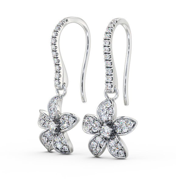  Floral Style Round Diamond Earrings 9K White Gold - Rosa ERG89_WG_THUMB1 