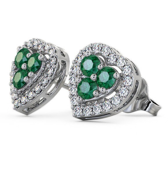  Halo Emerald and Diamond 1.08ct Earrings 9K White Gold - Tulla ERG8GEM_WG_EM_THUMB1 