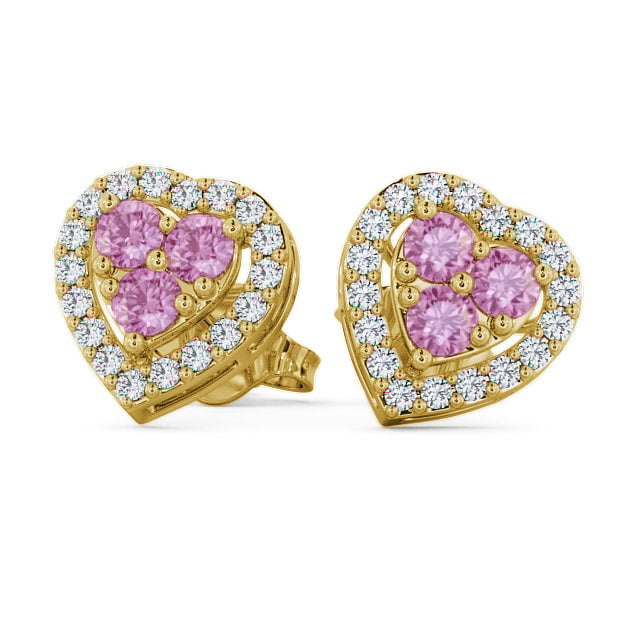 Halo Pink Sapphire and Diamond 1.26ct Earrings 18K Yellow Gold - Tulla ERG8GEM_YG_PS_UP
