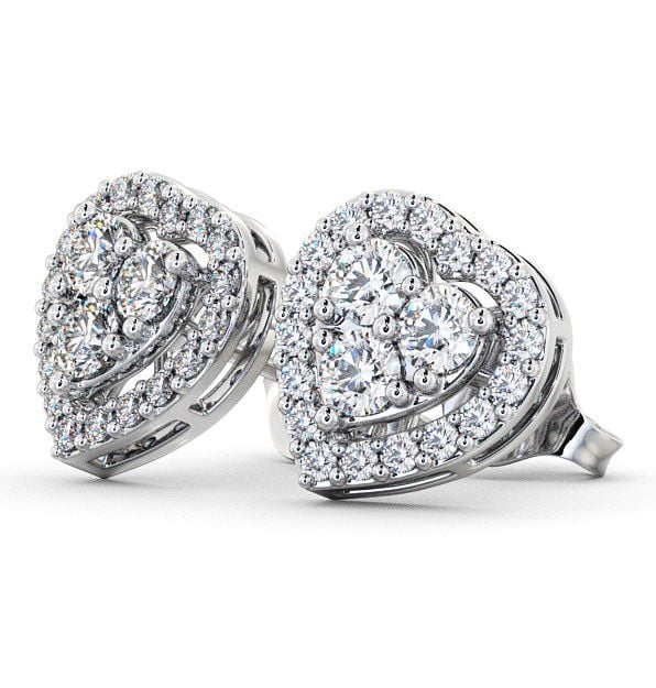 Heart Diamond Cluster Earrings 18K White Gold - Tulla ERG8_WG_THUMB1