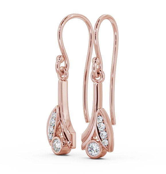 Drop Round Diamond Earrings 18K Rose Gold - Zarina ERG90_RG_THUMB1
