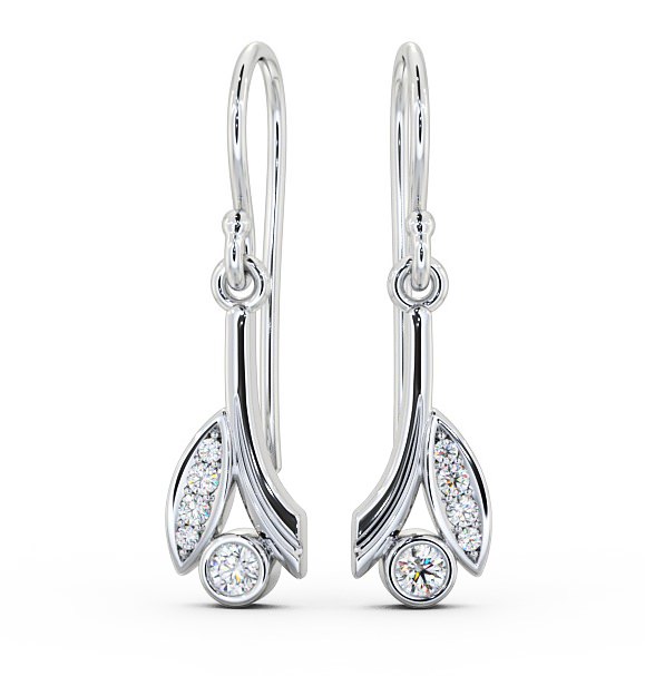  Drop Round Diamond Earrings 18K White Gold - Zarina ERG90_WG_THUMB2 