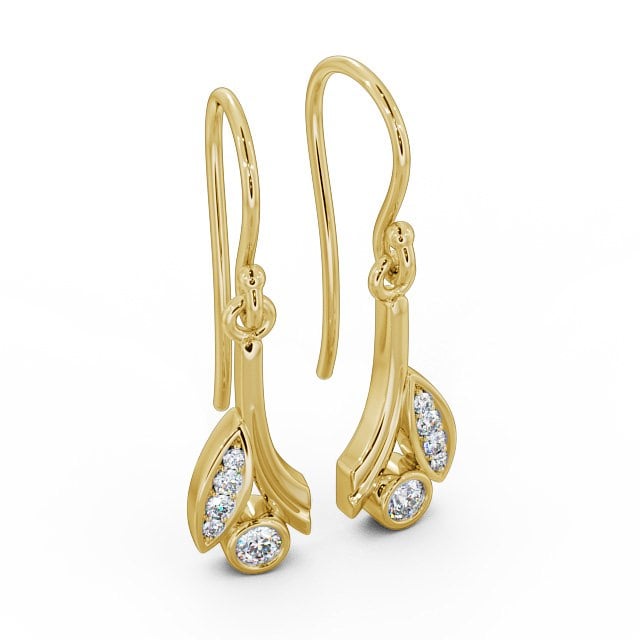 Drop Round Diamond Earrings 9K Yellow Gold - Zarina ERG90_YG_FLAT