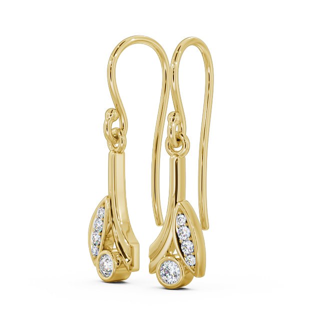 Drop Round Diamond Earrings 9K Yellow Gold - Zarina ERG90_YG_SIDE