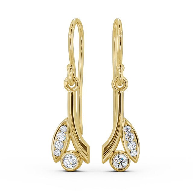 Drop Round Diamond Earrings 9K Yellow Gold - Zarina ERG90_YG_UP