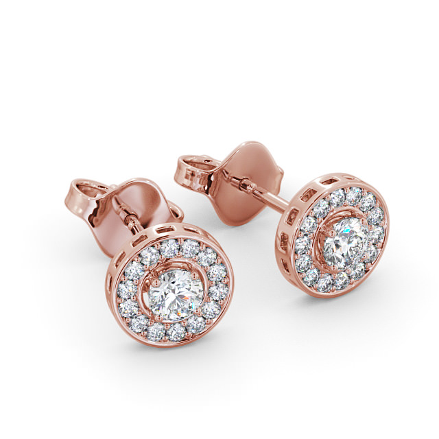 Halo Round Diamond Earrings 9K Rose Gold - Minerva ERG91_RG_FLAT