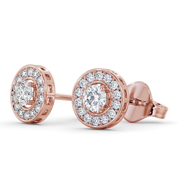 Halo Round Diamond Earrings 18K Rose Gold - Minerva ERG91_RG_THUMB1