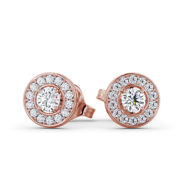 Halo Round Diamond Earrings 9K Rose Gold - Minerva ERG91_RG_UP