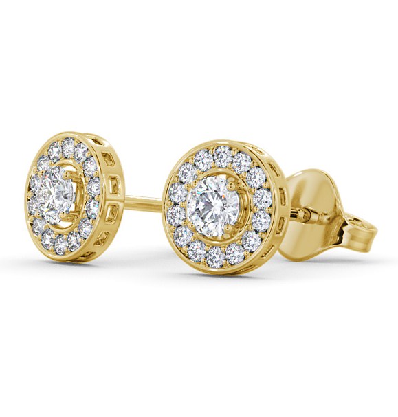  Halo Round Diamond Earrings 18K Yellow Gold - Minerva ERG91_YG_THUMB1 