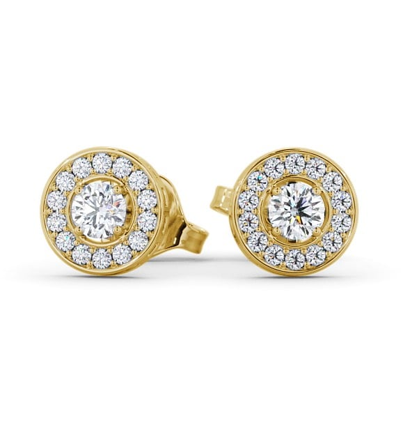  Halo Round Diamond Earrings 18K Yellow Gold - Minerva ERG91_YG_THUMB2 