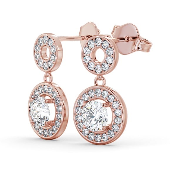  Drop Halo Round Diamond Earrings 9K Rose Gold - Clairette ERG93_RG_THUMB1 