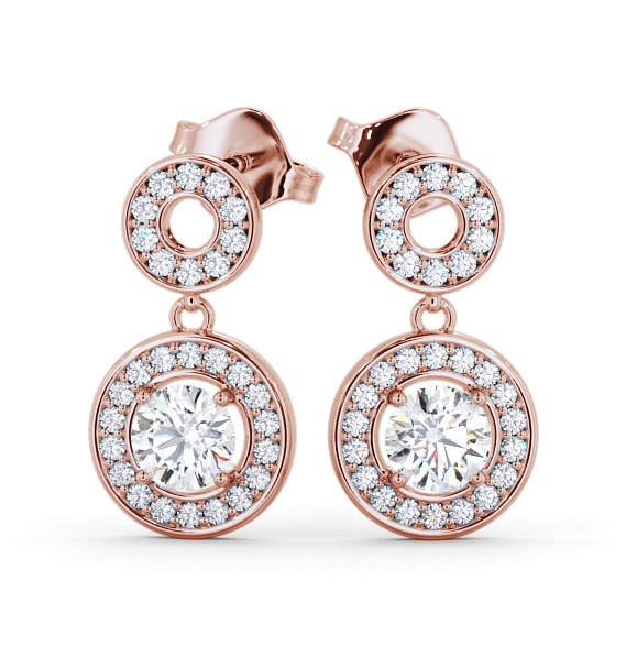  Drop Halo Round Diamond Earrings 9K Rose Gold - Clairette ERG93_RG_THUMB2 