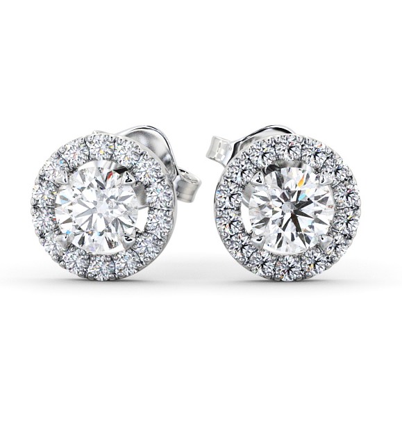  Halo Round Diamond Earrings 18K White Gold - Adalie ERG94_WG_THUMB2 