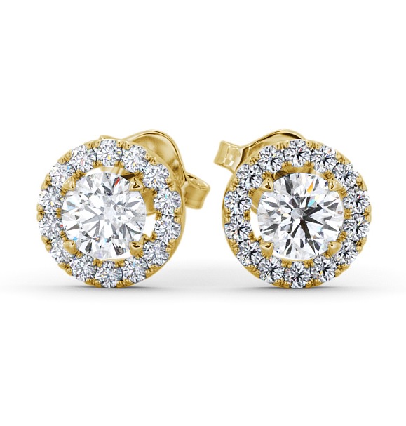  Halo Round Diamond Earrings 18K Yellow Gold - Adalie ERG94_YG_THUMB2 