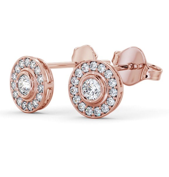 Halo Round Diamond Earrings 9K Rose Gold - Odette ERG95_RG_THUMB1