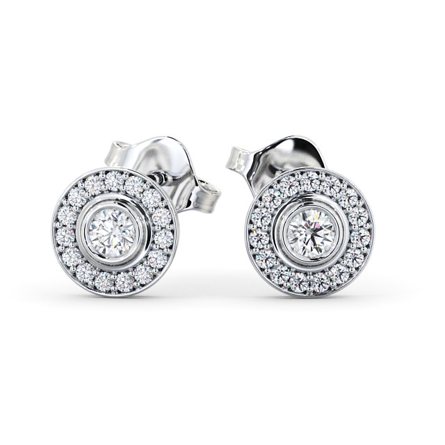 Halo Round Diamond Earrings 9K White Gold - Odette ERG95_WG_UP