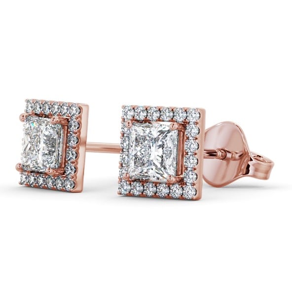 Halo Princess Diamond Earrings 9K Rose Gold - Ivette ERG98_RG_THUMB1