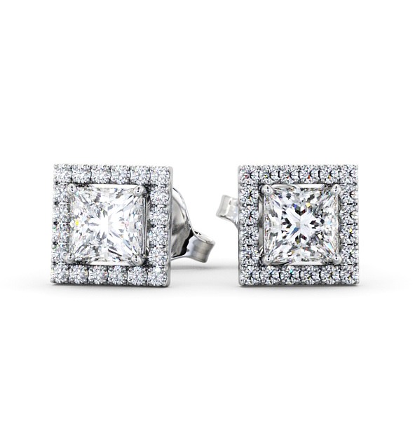  Halo Princess Diamond Earrings 18K White Gold - Ivette ERG98_WG_THUMB2 