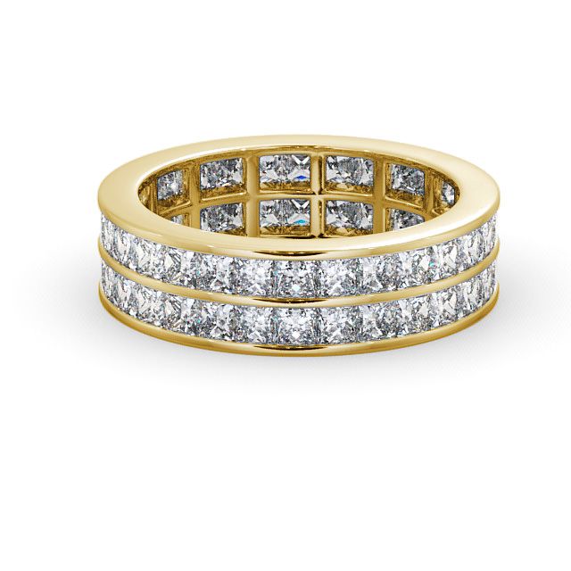 Full Eternity Princess Diamond Double Channel Ring 9K Yellow Gold - Beamish FE10_YG_FLAT