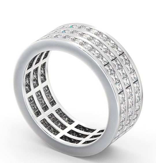  Full Eternity Princess Diamond Treble Channel Ring 18K White Gold - Merriott FE12_WG_THUMB1 