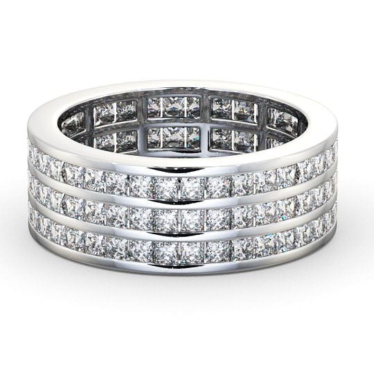  Full Eternity Princess Diamond Treble Channel Ring 18K White Gold - Merriott FE12_WG_THUMB2 
