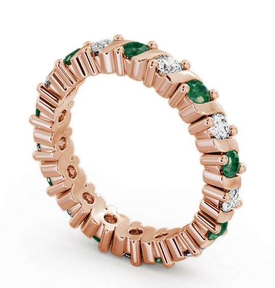 Full Eternity Emerald and Diamond 1.17ct Ring 18K Rose Gold - Anslow FE16GEM_RG_EM_THUMB1