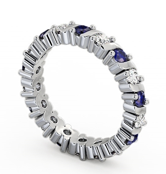 Full Eternity Blue Sapphire and Diamond 1.35ct Ring 18K White Gold - Anslow FE16GEM_WG_BS_THUMB1 