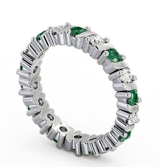 Full Eternity Emerald and Diamond 1.17ct Ring 18K White Gold - Anslow FE16GEM_WG_EM_THUMB1