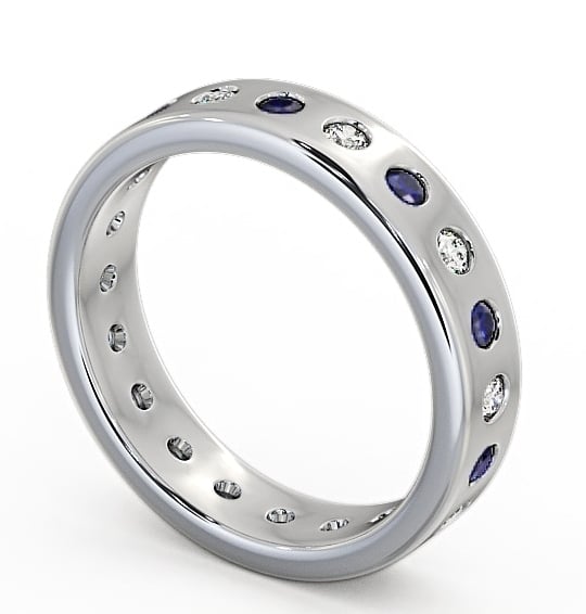 Blue Sapphire and Diamond 0.70ct Wedding Ring Platinum - Oban FE18GEM_WG_BS_THUMB1