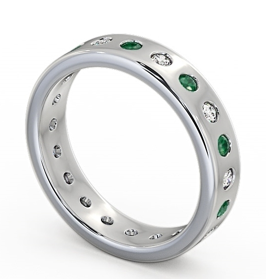  Emerald and Diamond 0.60ct Wedding Ring 9K White Gold - Oban FE18GEM_WG_EM_THUMB1 