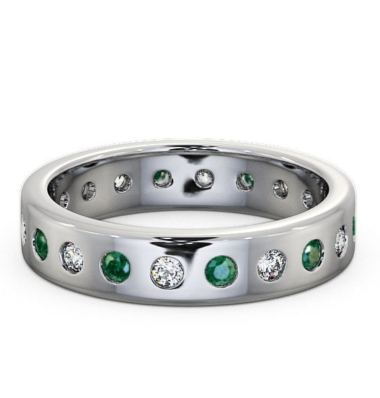  Emerald and Diamond 0.60ct Wedding Ring 9K White Gold - Oban FE18GEM_WG_EM_THUMB2 