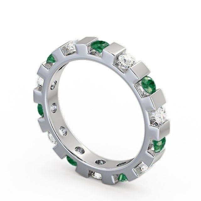 Full Eternity Emerald and Diamond 0.91ct Ring Platinum - Anderby FE20GEM_WG_EM_SIDE