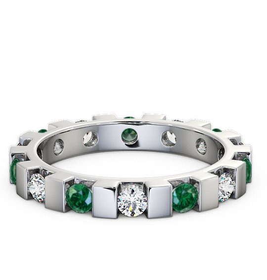  Full Eternity Emerald and Diamond 0.91ct Ring 9K White Gold - Anderby FE20GEM_WG_EM_THUMB2 