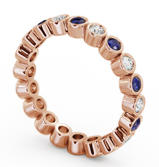 Full Eternity Blue Sapphire and Diamond 0.70ct Ring 9K Rose Gold - Perivale FE6GEM_RG_BS_THUMB1