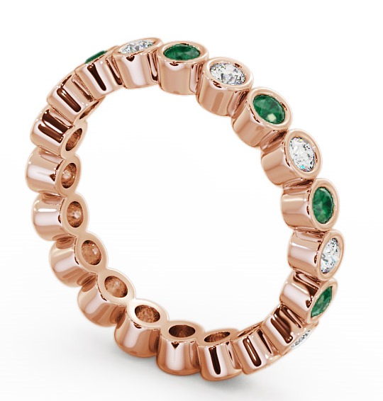 Full Eternity Emerald and Diamond 0.60ct Ring 18K Rose Gold - Perivale FE6GEM_RG_EM_THUMB1