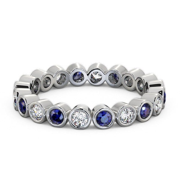  Full Eternity Blue Sapphire and Diamond 0.70ct Ring 18K White Gold - Perivale FE6GEM_WG_BS_THUMB2 