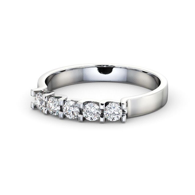 Five Stone Round Diamond Ring 9K White Gold - Worley FV12_WG_FLAT