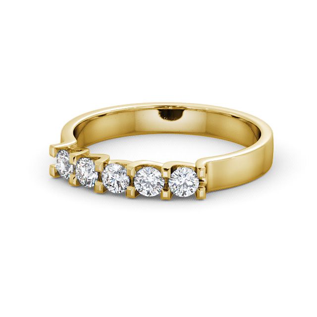 Five Stone Round Diamond Ring 18K Yellow Gold - Worley FV12_YG_FLAT
