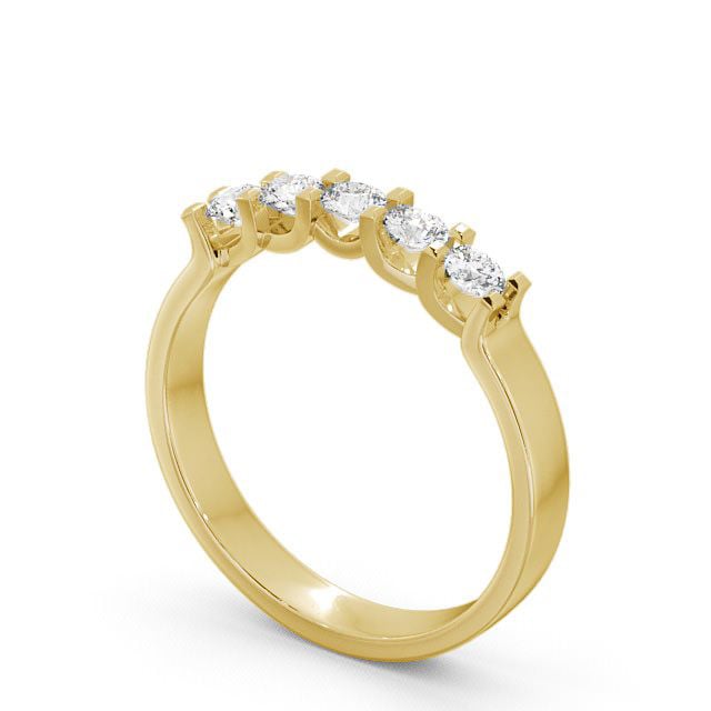 Five Stone Round Diamond Ring 18K Yellow Gold - Worley FV12_YG_SIDE
