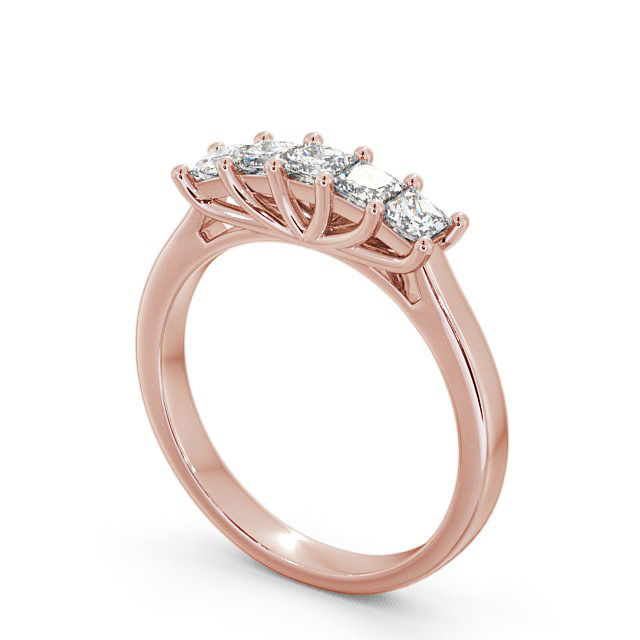 Five Stone Princess Diamond Ring 9K Rose Gold - Tremore FV13_RG_SIDE