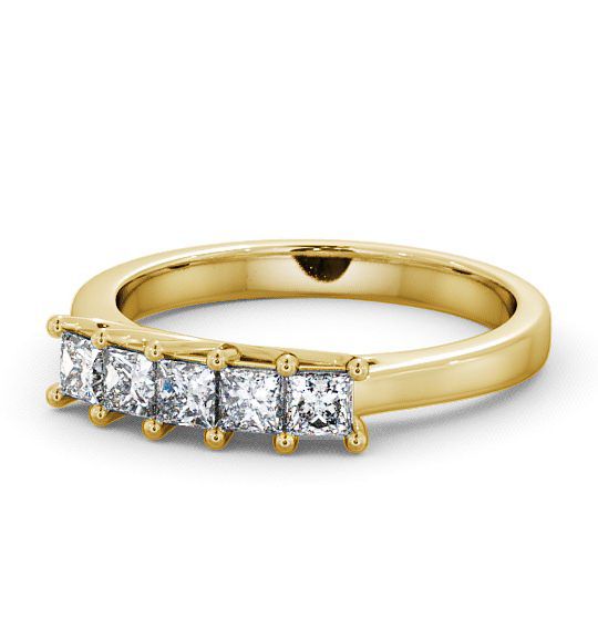  Five Stone Princess Diamond Ring 9K Yellow Gold - Tremore FV13_YG_THUMB2 