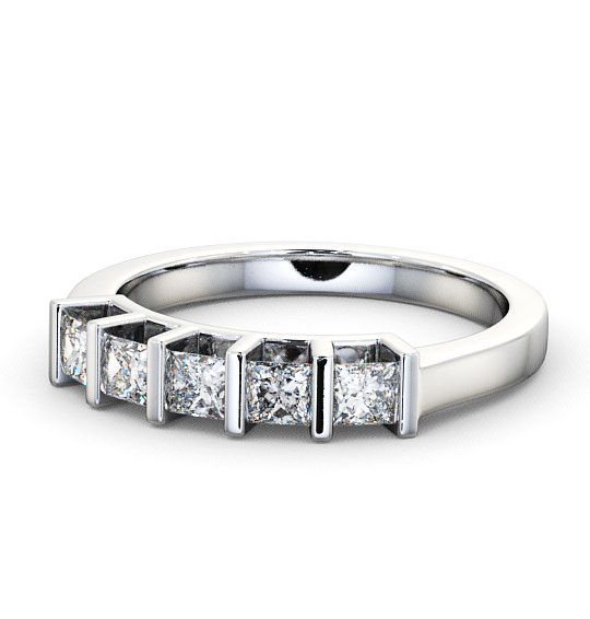  Five Stone Princess Diamond Ring 18K White Gold - Bethel FV14_WG_THUMB2 