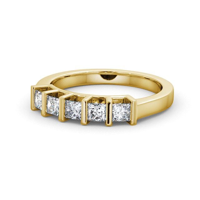 Five Stone Princess Diamond Ring 9K Yellow Gold - Bethel FV14_YG_FLAT